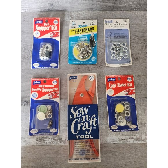 Vintage Prims Sew N Craft Tool to Set Snaps Studs Eyelets With Accessories - Picture 1 of 10